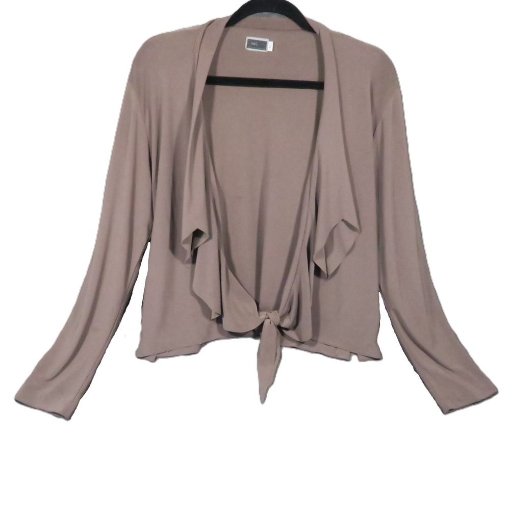 Sympli Drape Tie Front Cardigan 12 Mocha Jersey Stretchy‎ Slinky Top Lagenlook